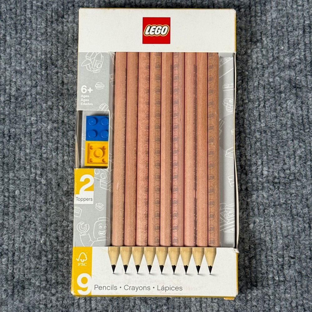 LEGO Pencils 9 Pack with 2 Building Brick Toppers Drawing School Kids Gift Art